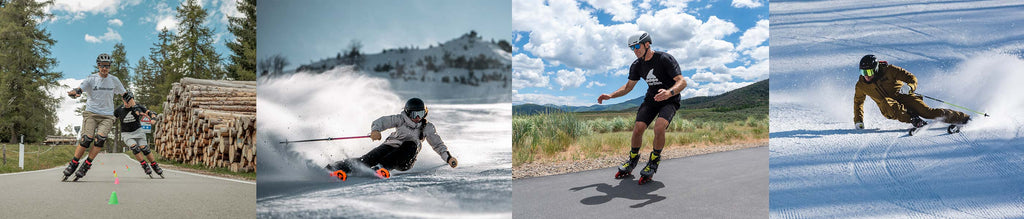 people cross-training with inline skates to prepare for winter skiing seaons with the skate to ski program from rollerblade